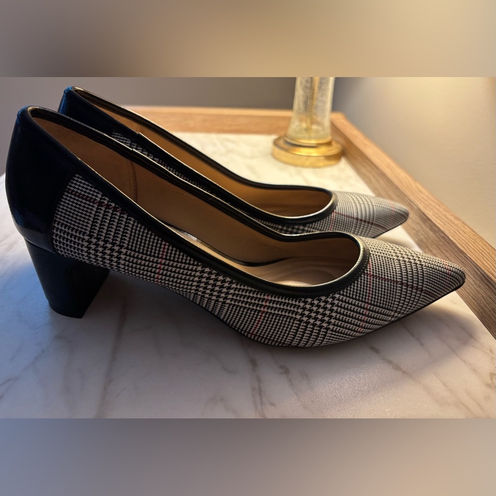 ABELLA TRUE COMFORT Women's Black and White Plaid Heels